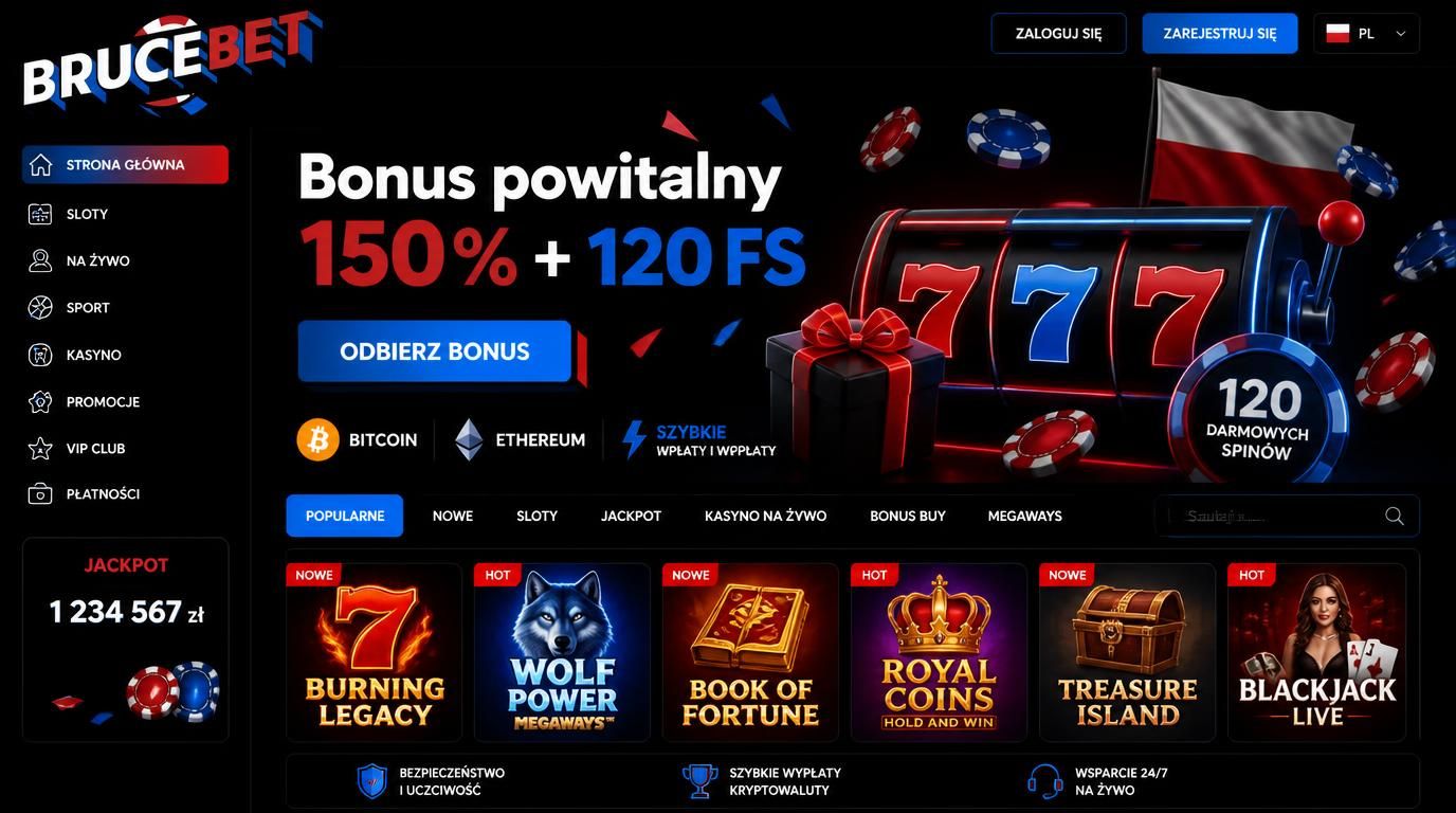 Interfejs kasyna online z kryptowalutami i darmowymi spinami