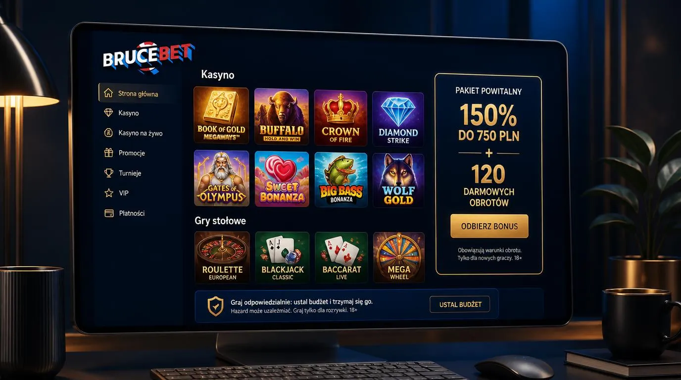 Ekran kasyna online z kafelkami różnych gier i wyróżnioną ofertą powitalną